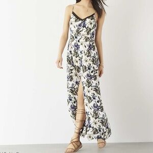 DYNAMITE White Printed Tropical Maxi Dress with Back Bow